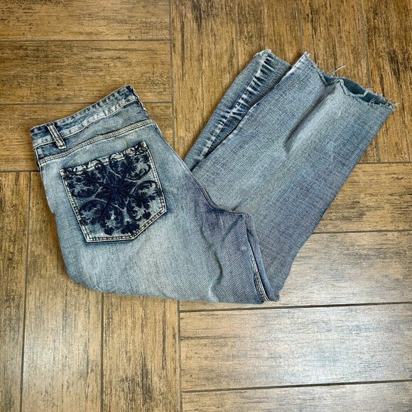 Brooklyn Xpress Men's Y2K Grunge Distressed Baggy Jeans Size 38 - Picture 12 of 12